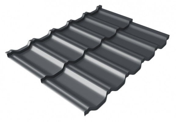 Металлочерепица модульная Квинта Uno Grand Line c 3D резом 0,5 Satin Мatt RAL 7024 мокрый асфальт купить в Алапаевске