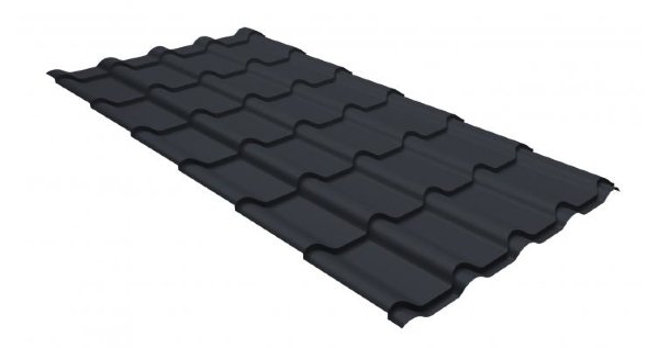 Металлочерепица камея GL 0,5 GreenCoat Pural matt RR 23 темно-серый (RAL 7024 мокрый асфальт) купить в Алапаевске