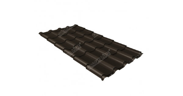 Металлочерепица камея GL 0,5 GreenCoat Pural RR 32 темно-коричневый (RAL 8019 серо-коричневый) купить в Алапаевске