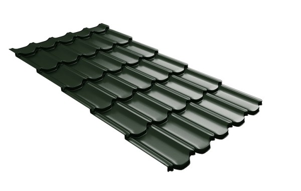 Металлочерепица квинта плюс с 3D резом 0,5 GreenСoat Pural Matt RR 11 темно-зеленый (RAL 6020 хромовая зелень) купить в Алапаевске