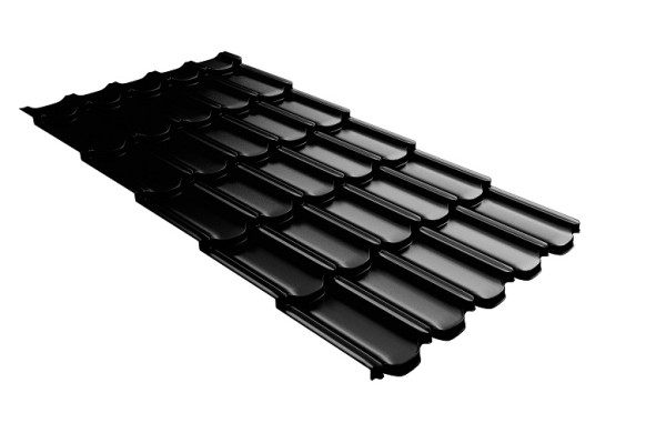 Металлочерепица квинта плюс с 3D резом 0,5 GreenСoat Pural Matt RR 33 черный (RAL 9005 черный) купить в Алапаевске