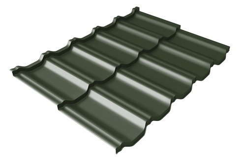 Металлочерепица модульная Квинта Uno Grand Line c 3D резом 0,5 GreenСoat Pural Matt RR 11 темно-зеленый (RAL 6020 хромовая зелень) купить в Алапаевске