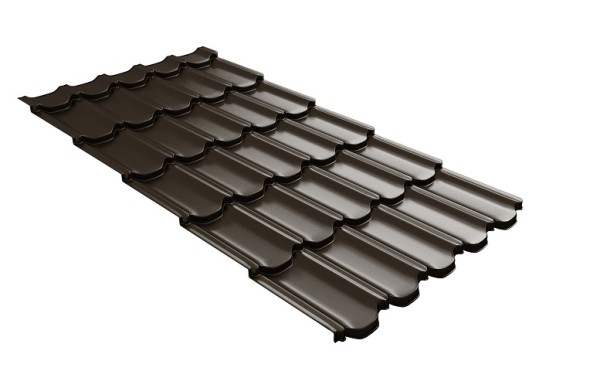 Металлочерепица квинта плюс с 3D резом 0,5 GreenСoat Pural RR 32 темно-коричневый (RAL 8019 серо-коричневый) купить в Алапаевске