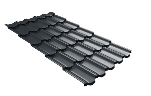 Металлочерепица квинта плюс с 3D резом 0,5 Satin RAL 7016 антрацитово-серый купить в Алапаевске