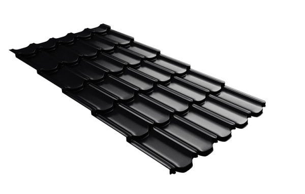 Металлочерепица квинта плюс с 3D резом 0,5 Satin RAL 9005 черный купить в Алапаевске