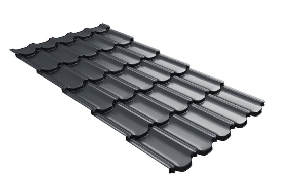 Металлочерепица квинта плюс с 3D резом 0,5 Satin Мatt RAL 7024 мокрый асфальт купить в Алапаевске