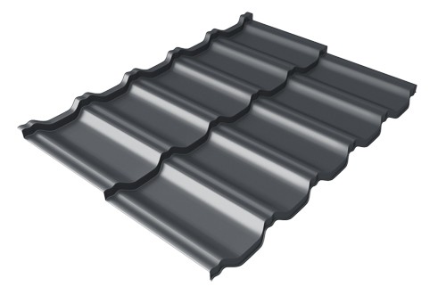 Металлочерепица модульная Квинта Uno Grand Line c 3D резом 0,5 Satin RAL 7024 мокрый асфальт купить в Алапаевске